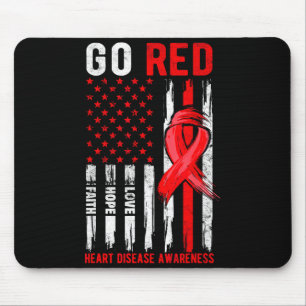 Go Red Heart Disease Suprt Flag - Heart Disease Aw Mouse Pad
