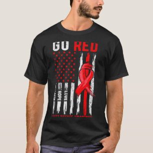 Go Red Heart Disease Suprt Flag - Heart Disease Aw T-Shirt
