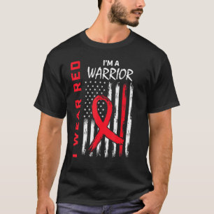 Go Red Heart Disease Warrior USA Flag Men Women T-Shirt
