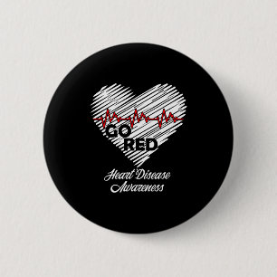 Go Red Heart Health Heart Disease Awareness  6 Cm Round Badge