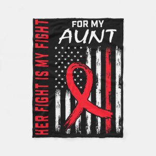 Go Red Her Fight Aunt Heart Disease Awareness Usa Fleece Blanket