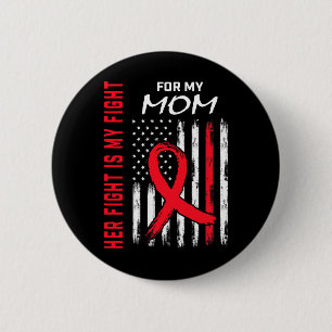 Go Red Her Fight Mum Heart Disease Awareness Usa F 6 Cm Round Badge