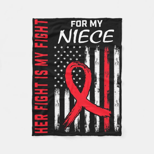 Go Red Her Fight Niece Heart Disease Awareness Us  Fleece Blanket (Front)