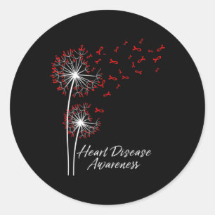 Go Red Ribbon Heart Disease Awareness Month Women Classic Round Sticker