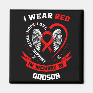 Go Red Ribbon Loss Of Godson Heart Disease Awarene Magnet