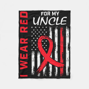 Go Red Uncle Heart Disease Awareness Flag Niece Ne Fleece Blanket