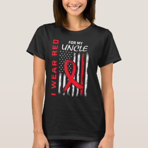 Go Red Uncle Heart Disease Awareness Flag Niece Ne T-Shirt