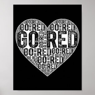 Go Red Word Art Heart Heart Disease Awareness Day Poster