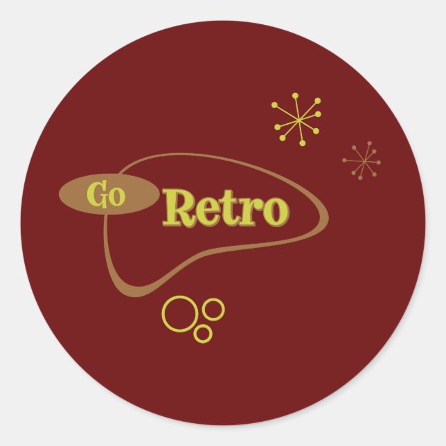 Go Retro MidCentury Modern  Classic Round Sticker (Front)