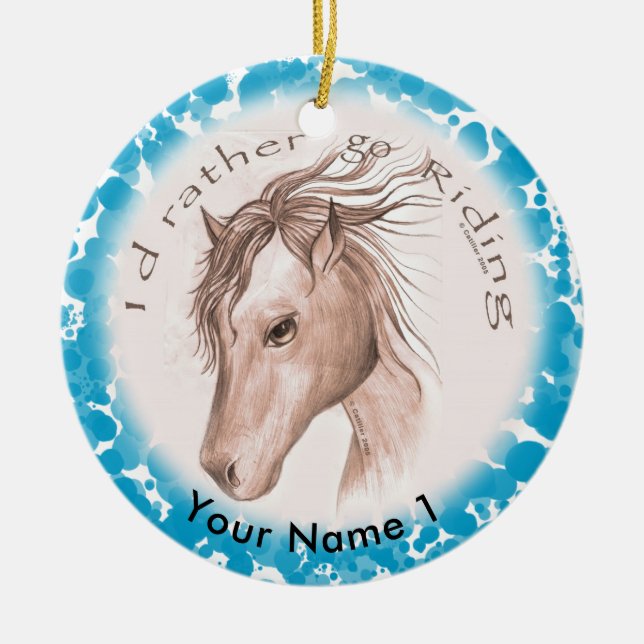 Go Riding Horse Ceramic Ornament (Front)