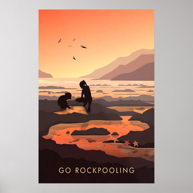 Go Rockpooling Seaside Travel Poster (Front)