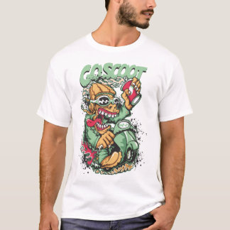 Go Scoot Vintage Cartoon Scooter Rider T-Shirt