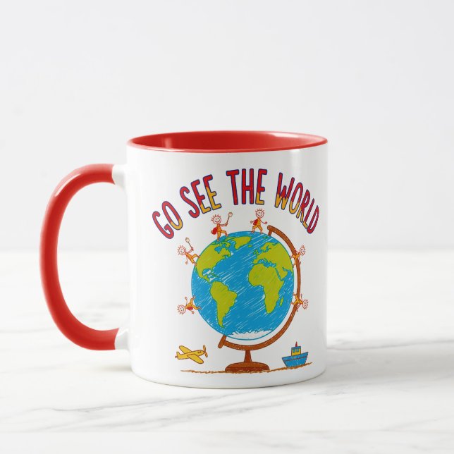 Go See The World Kids Travel Drawing Mug (Left)