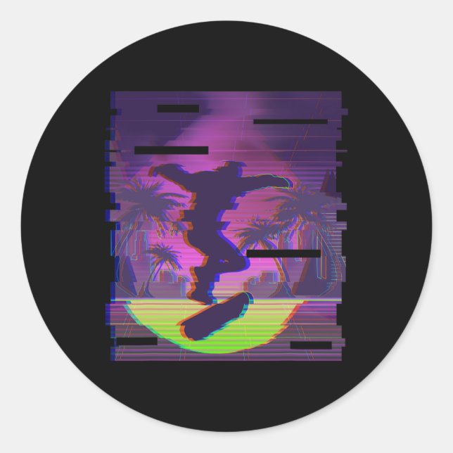 Go Skateboarding And Do Cool Tricks  Classic Round Sticker (Front)