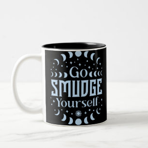 Go Smudge Yourself Moon Phases Fun Halloween Two-Tone Coffee Mug