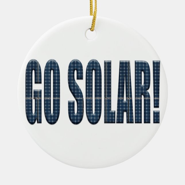 "Go solar!" Ceramic Tree Decoration (Front)