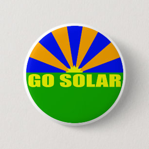 Go Solar (Green Sunrise Button) 6 Cm Round Badge