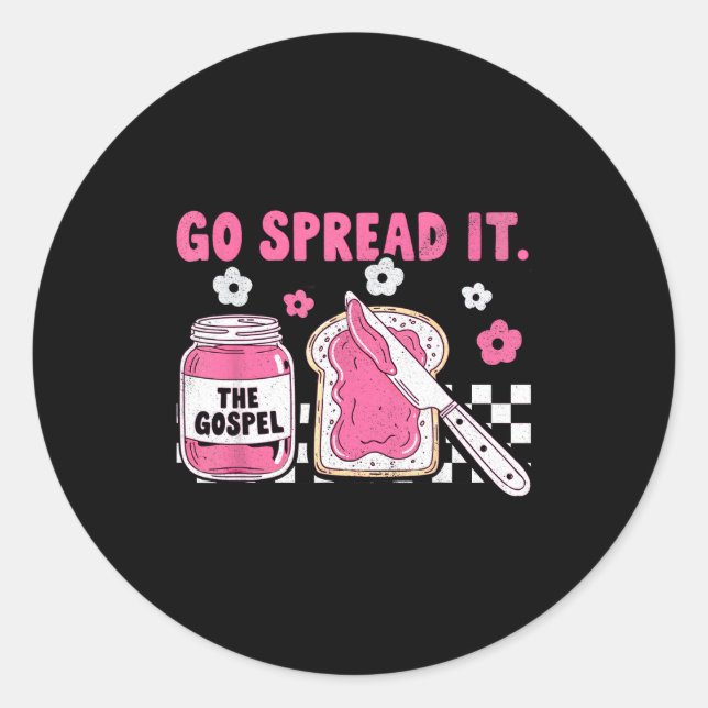 Go Spread It The Gospel Retro Funny Jar Floral Chr Classic Round Sticker (Front)
