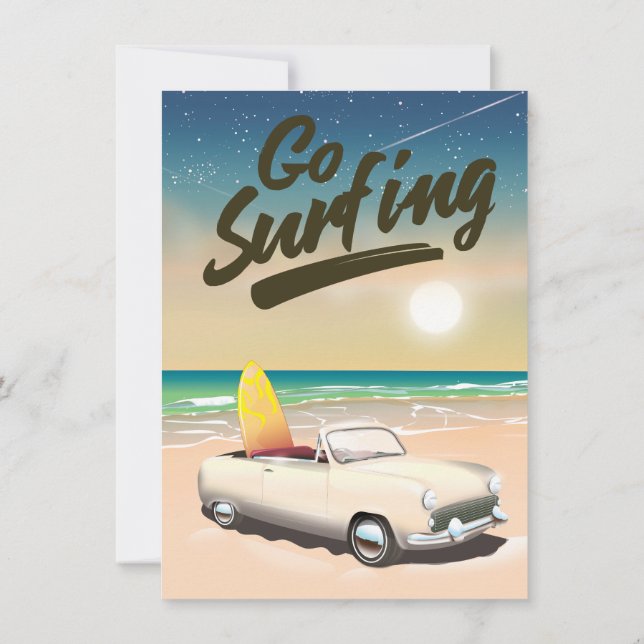 Go Surfing Travel poster! Invitation (Back)
