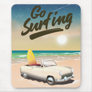 Go Surfing Travel poster! Mouse Pad