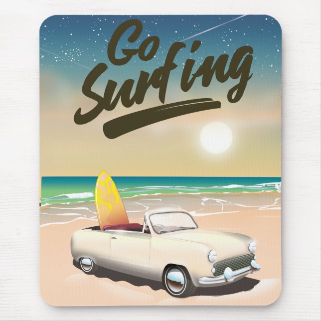 Go Surfing Travel poster! Mouse Pad (Front)