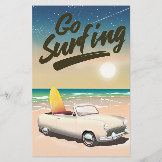Go Surfing Travel poster! Stationery (Front)
