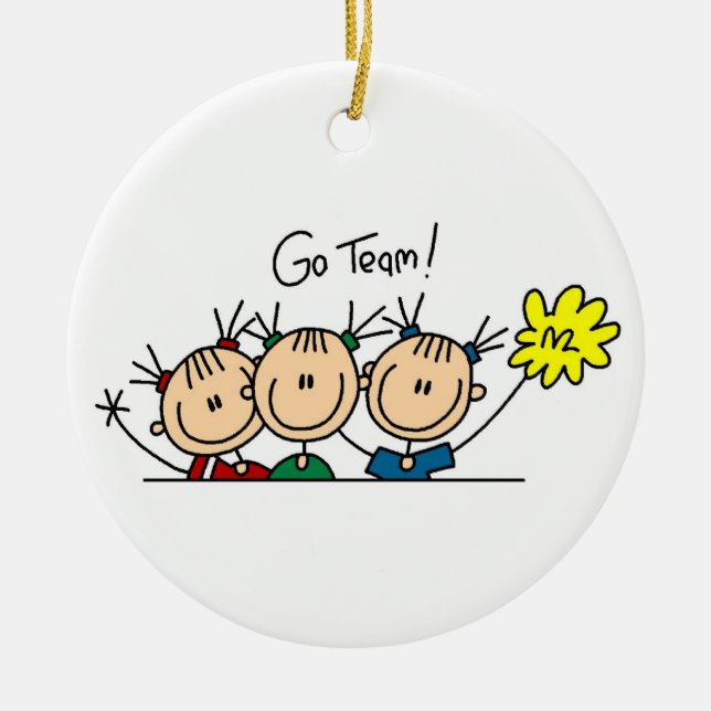 Go Team Cheerleaders T-shirts and Gifts Ceramic Tree Decoration (Front)