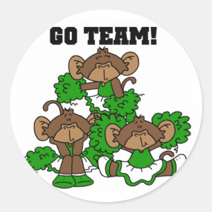 Go Team Green and White T-shirts and Gifts Classic Round Sticker