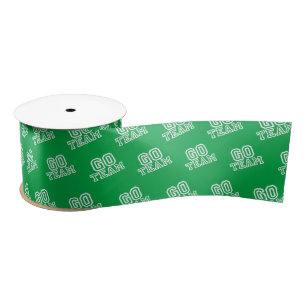 Go Team Word Art in Green Satin Ribbon
