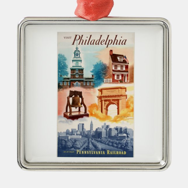 Go To Phila.on The Pennsylvania Railroad   Metal Ornament (Front)