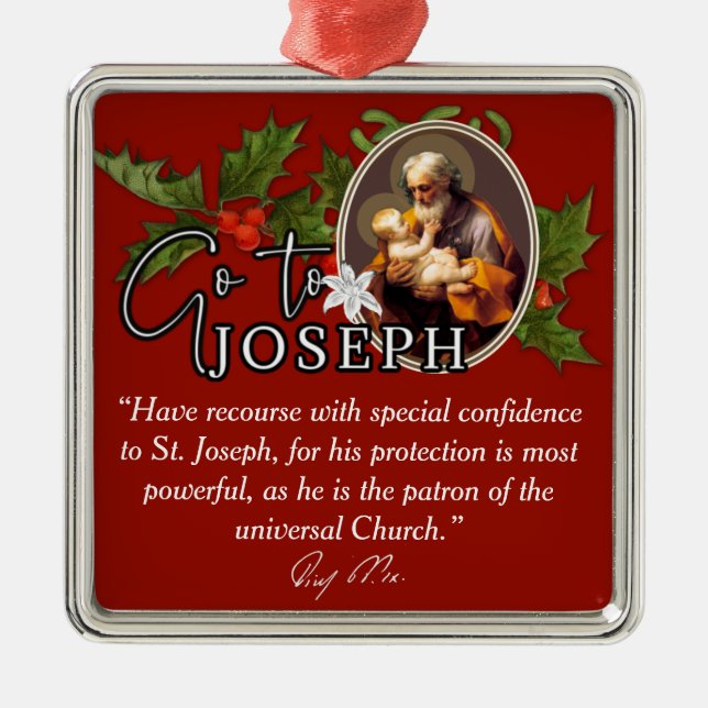 Go to St. Joseph Catholic Pope Signature Metal Ornament (Front)