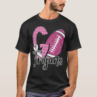 Go Trojans School Sports Fan Spirit Breast Cancer  T-Shirt
