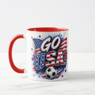 Go USA Patriotic Soccer Fan Mug American Fla