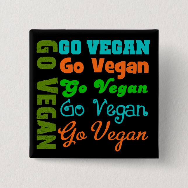 Go VEGAN 15 Cm Square Badge (Front)