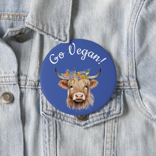 Go Vegan Animal Rights Cow  10 Cm Round Badge (In Situ)