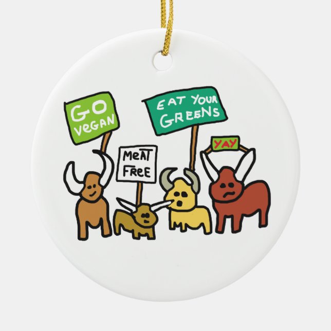 Go Vegan Ceramic Ornament (Front)