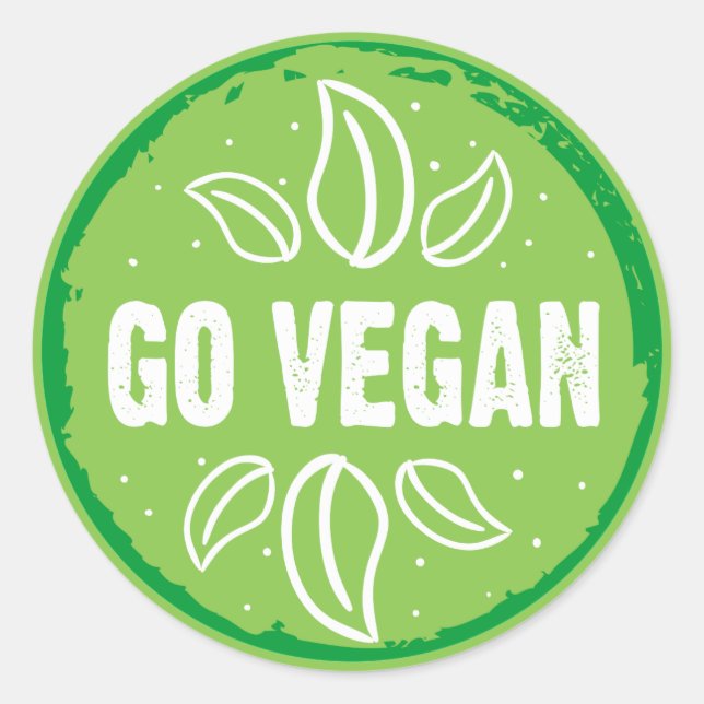 Go Vegan Classic Round Sticker (Front)