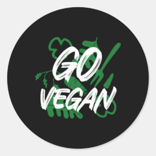 go vegan gift for vegetarian lovers green food classic round sticker