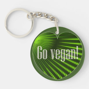 Go Vegan Heart Shape Green Slogan Key Ring