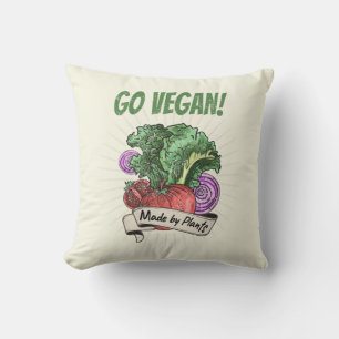 Go Vegan Made by Plants veggie vintage vegetarians Cushion