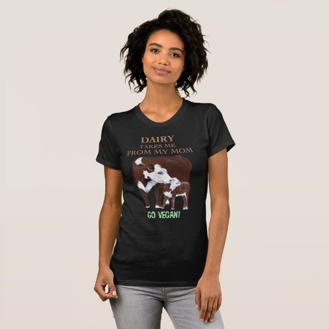 Go Vegan Mother Cow and Calf Tshirt (Front Full)
