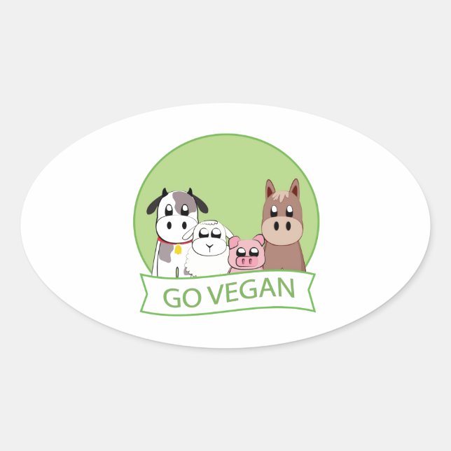 Go Vegan Oval Sticker (Front)