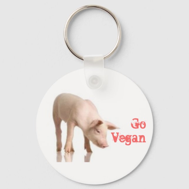 Go Vegan Piglet Key Ring (Front)