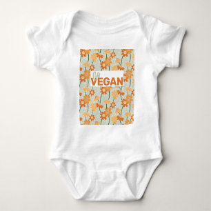 Go Vegan! Pretty retro muted 1970s flowers Baby Bodysuit
