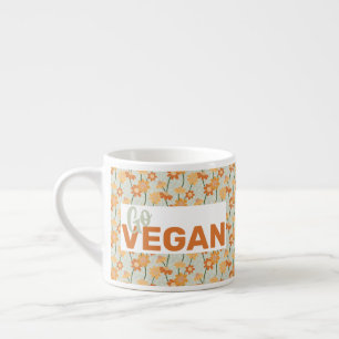 Go vegan! Pretty retro muted 1970s flowers Espresso Cup