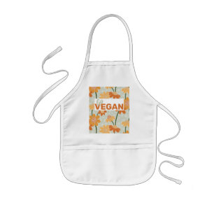 Go vegan! Pretty retro muted 1970s flowers Kids Apron