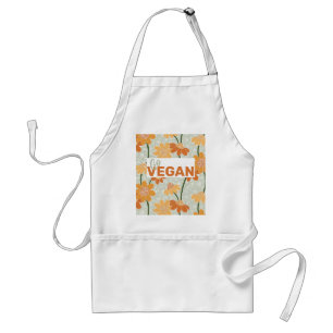 Go vegan! Pretty retro muted 1970s flowers Standard Apron