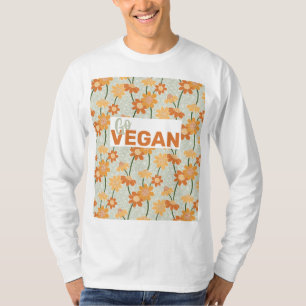 Go Vegan! Pretty retro muted 1970s flowers T-Shirt