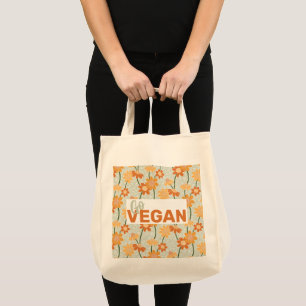 Go Vegan! Pretty retro muted 1970s flowers Tote Bag
