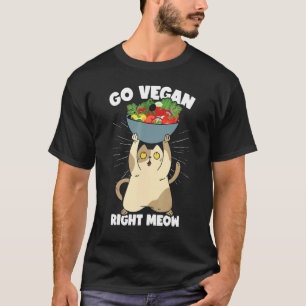 Go Vegan Right Meow Veganism Cat Organic Food V T-Shirt